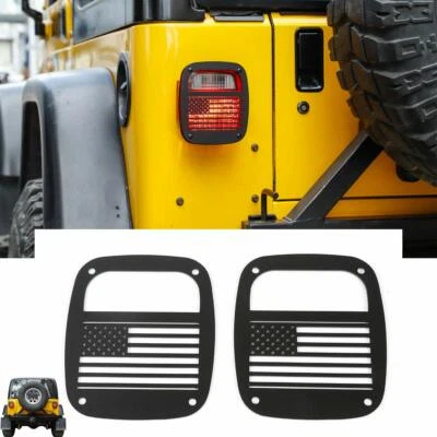 Tailight Protector Cover US Flag -Never Rust For 1997-2006 Jeep Wrangler YJ TJ 2 Foto 1 de 4