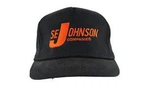 Sombrero negro vintage años 90 envejecido SE Johnson deletreado cuero con correa - Imagen 1 de 8