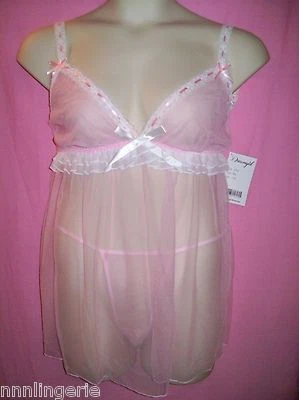 Dreamgirl Lingerie Plus Size "Luscious Lady" Mesh Babydoll and Thong Set - Image 1 of 4
