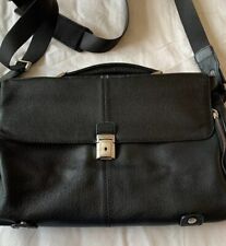 Samsonite Bag Pure Leather BLACK Multipurpose 15”x 11.5”x Base4” 4zips Lock /key