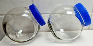 2 Vorrats Gläser Basteln Aufbewahrung Utensilo Deckel blau schräg aufstellbar - Bild 1 von 7