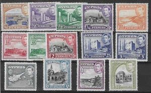 Chipre 1938-51 GVI Definitives MH/MNH Cat £120+ (14v) - Imagen 1 de 2