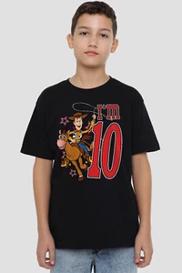 Toy Story Birthday Woody I'M 10 Kids T-Shirt Black - Picture 1 of 4