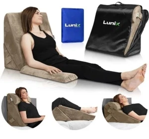 Lunix LX6 3 pcs Brown Orthopedic Bed Wedge Pillow Set Post Surgery Memory Foam