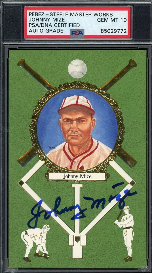 Johnny Mize Gem Mint 10 PSA DNA Coa Signed Perez Steele Master Works Rose Autogr - Image 1 of 1
