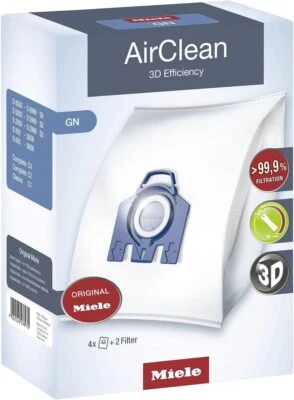 Miele GN Vacuum Bags - 3D AirClean - 4 HEPA Bags & 2 Filters Per Box - Image 1 of 2
