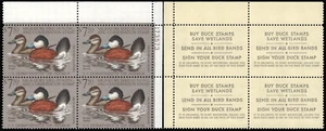 UNITED STATES 1979 Hunting Permit $7.5 Ruddy Ducks-Sc#RW48-Blk x 4 - MNH OG - Picture 1 of 3
