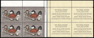 UNITED STATES 1979 Hunting Permit $7.5 Ruddy Ducks-Sc#RW48-Blk x 4 - MNH OG - Image 1 of 3