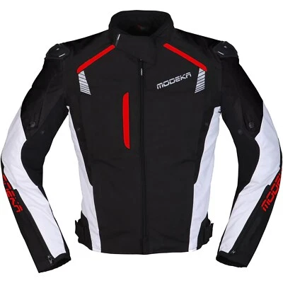 Modeka Herren Motorrad Jacke Lineos Gr. 3XL Textil wasserdicht schwarz-weiß-rot - Bild 1 von 4