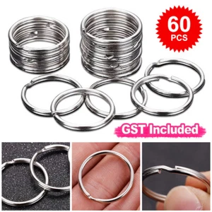 60X Stainless Steel Key Holder Split Scuba Rings Keyring Keychain Keyfob 25mm AU - Picture 1 of 11