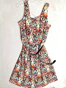 Abito donna Alyx tg 16 svasato con cintura design tribale azteco multicolore misto poli - Foto 1 di 13