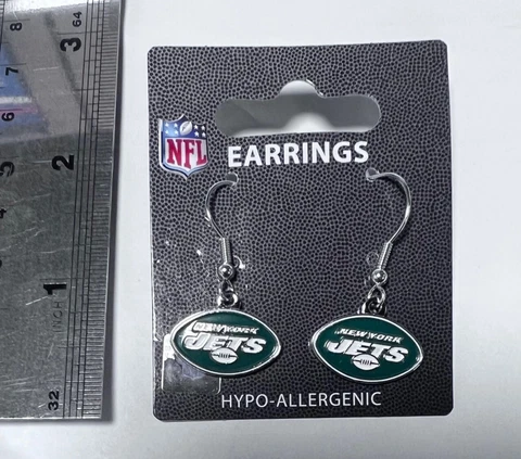 NEW YORK JETS NFL TEAM LOGO DANGLE EARRINGS BY AMINCO FREE SHIPPING Cover