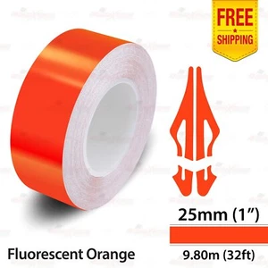 1" 25mm PinStriping Stripe Tape Styling Decal Vinyl Sticker FLUORESCENT ORANGE - Picture 1 of 14