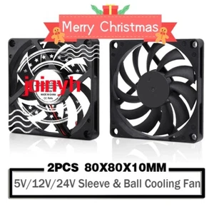 2x Einbaulüfter 8010 DC 12V 80x80x10mm flacher Mini Gehäuselüfter Lüfter Kühlung - Afbeelding 1 van 11