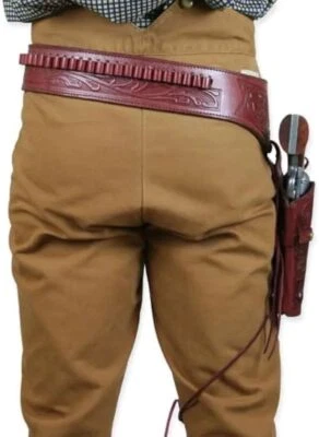 Wild West Gun Belt Holster Old Western Cowboy Leather Pistol Revolver Holder - Image 1 of 4