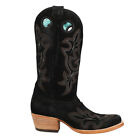 Corral Boots Suede Embroidery Square Toe Cowboy  Womens Black Casual Boots A4476