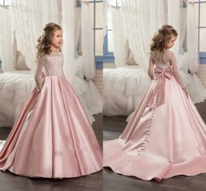 New Prom Bridesmaid Princess Wedding Girls Dress Maxi Evening Party Kids Clothes - Picture 1 of 19