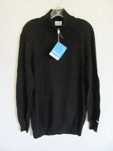 Columbia Spruce Bluff 1/2 Zip Pullover Sweater-Wool Blend-Black-Mens L fit a Med - Picture 1 of 10
