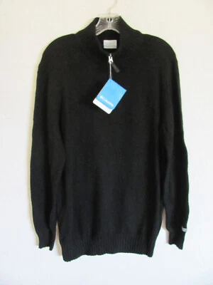 Columbia Spruce Bluff 1/2 Zip Pullover Sweater-Wool Blend-Black-Mens L fit a Med - Image 1 of 4