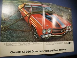 Pubblicità auto Chevy CHEVELLE SS 396 SS396 1970 mid-size-mag 2-pg -legata - Foto 1 di 2