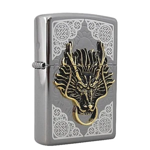 Zippo Dragon Guard BRN Lighter Genuine Org Packing 6 Flints set Free GIFT - Picture 1 of 13