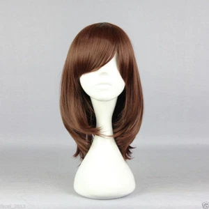 Fashion Medium Long Brown Straight Women's Cosplay Hair Wig Full Wigs + Wig Cap - Picture 1 of 4