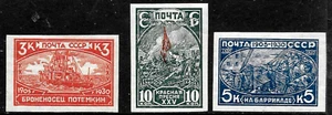 1930 Russia, Sc#438-440,25 ANNIVERSARY OF 1905 REVOLUTION MvvLH VF SHIP,FLAG. - Picture 1 of 2