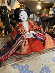 2 Vintage Japanese Hina Doll Kimono Geisha Maiko Traditional Folk Craft Japan - Picture 1 of 17