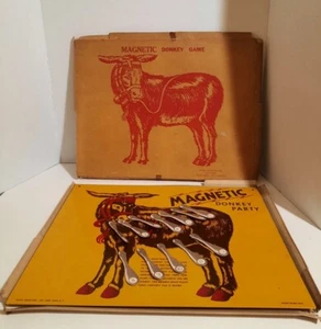 Novel Novelties Magnetic Donkey Party Game Pressed Tin All 12 Tails Box Vintage - Picture 1 of 11