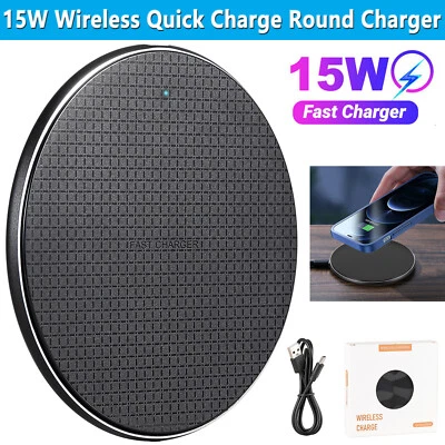 Беспроводное зарядное устройство 15 Вт подушечка быстрой зарядки для Samsung iPhone XS Max X XR 12 13 14 Pro - Изображение 1 из 4