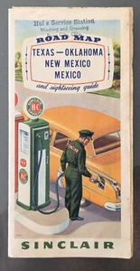 Sinclair Oil Map of Texas Oklahoma New Mexico 1951 - Picture 1 of 4