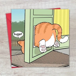 Funny Card - Fat Cat -Blank Card - Happy Birthday Card - Humour Card - Cat Card - Picture 1 of 6