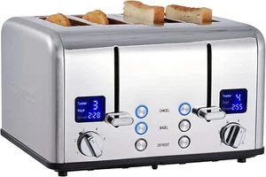 CUSIMAX 4 Slice Toaster, Ultra-Clear LED 4 Slice, Silver Stainless Steel - Picture 1 of 7
