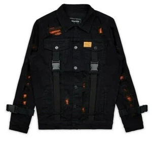 NWT Destroyed Ripped Designer Reason Denim Big Man Jacket Stretch Plus Size 3XL - Picture 1 of 7
