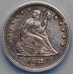 1872 Liberty Seated Quarter, ANACS AU Details - Picture 1 of 4