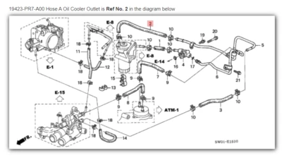 Manguera A salida enfriador de aceite HONDA ACURA GENUINA OEM NSX ☆ 19423-PR7-A00 ☆ Foto 1 de 3