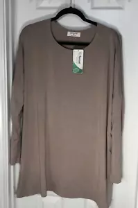 NWT Zenana Nude Tencel Round Neck Long Sleeve Jersey Top - Size 1X - Picture 1 of 10