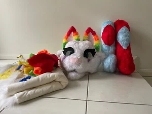 fursuit cat rainbow head and tail costume - Picture 1 of 9