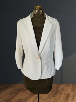 VTG Eliza J Womens White Ivory Blazer Jacket Career Office Minimalist Size M EUC - Image 1 of 4