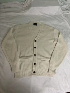 Vintage 1960s 1970s The Men’s Shop Off White Ivory Cream Cardigan Sweater Large - Bild 1 von 7