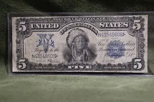 1899 Indian Chief $5 Five Dollar Bill Silver Certificate - Picture 1 of 6