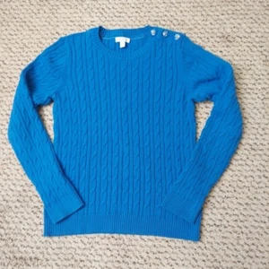 Charter Club Button Shoulder Cable Knit Sweater Royal Blue Size L Preppy Y2K - Bild 1 von 11