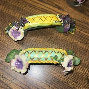 Elaine Voghelle Silvestri Set Of 2 Drawer Pull Handles Butterfly Pansy - Picture 1 of 19