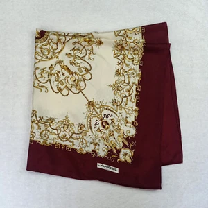 LANCEL Paris Sciarpa di Seta Marrone Oro Paisley Design Quadrata 34 Pollici - Foto 1 di 11