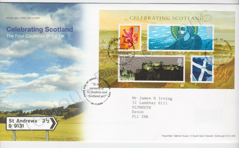ST ANDREWS PMK GB ROYAL MAIL FDC 2006 CELEBRATING SCOTLAND MINIATURE SHEET - Image 1 of 1