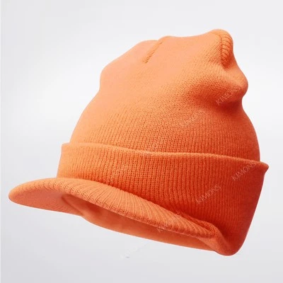 Bill Visor Cuff Beanie Knit Cap Hat Ski Thick Brim Warm Winter Unisex US MADE - Image 1 of 4