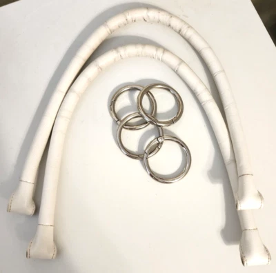 GUC - MICHE - Manijas de imitación de cuero laminado blanco y mosquetones redondos plateados de 2" Foto 1 de 4