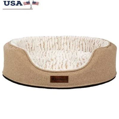 Pet Bed Medium Foam Oval Lounger Dog & Cat W/ Reversible Pillow Cozy Support New - Image 1 of 4