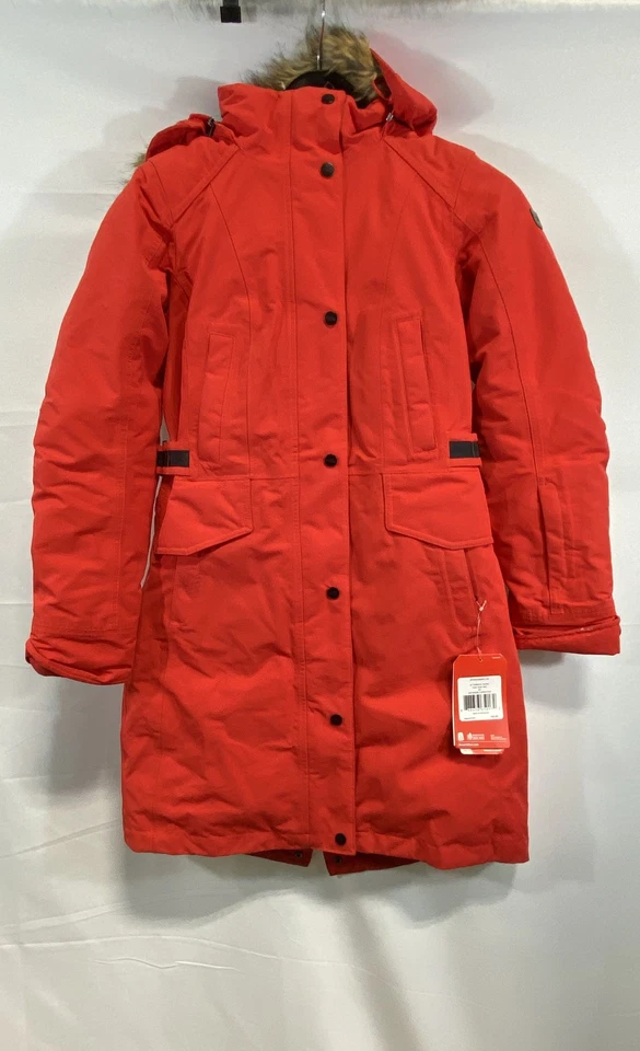 Jaqueta com capuz The North Face feminina Tremaya Parka ganso vermelho XS nova com etiquetas - Imagem 1 de 4