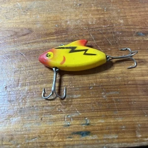 vintage Heddon  Super Sonic Lure Tough Approx  2” Yellow Black Lightning No Name - Picture 1 of 11